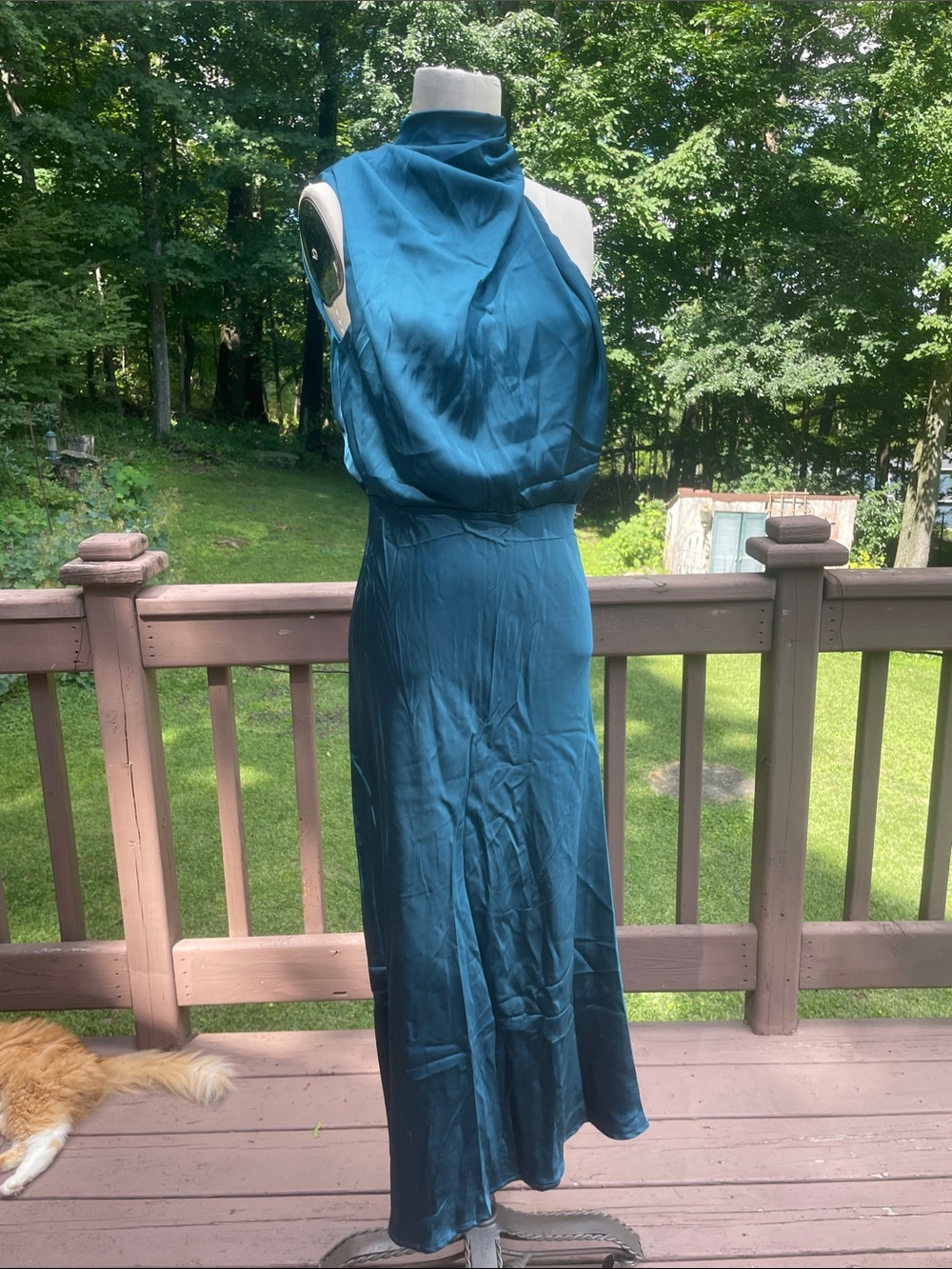 Nordstrom Teal Halter Satin formal Dress